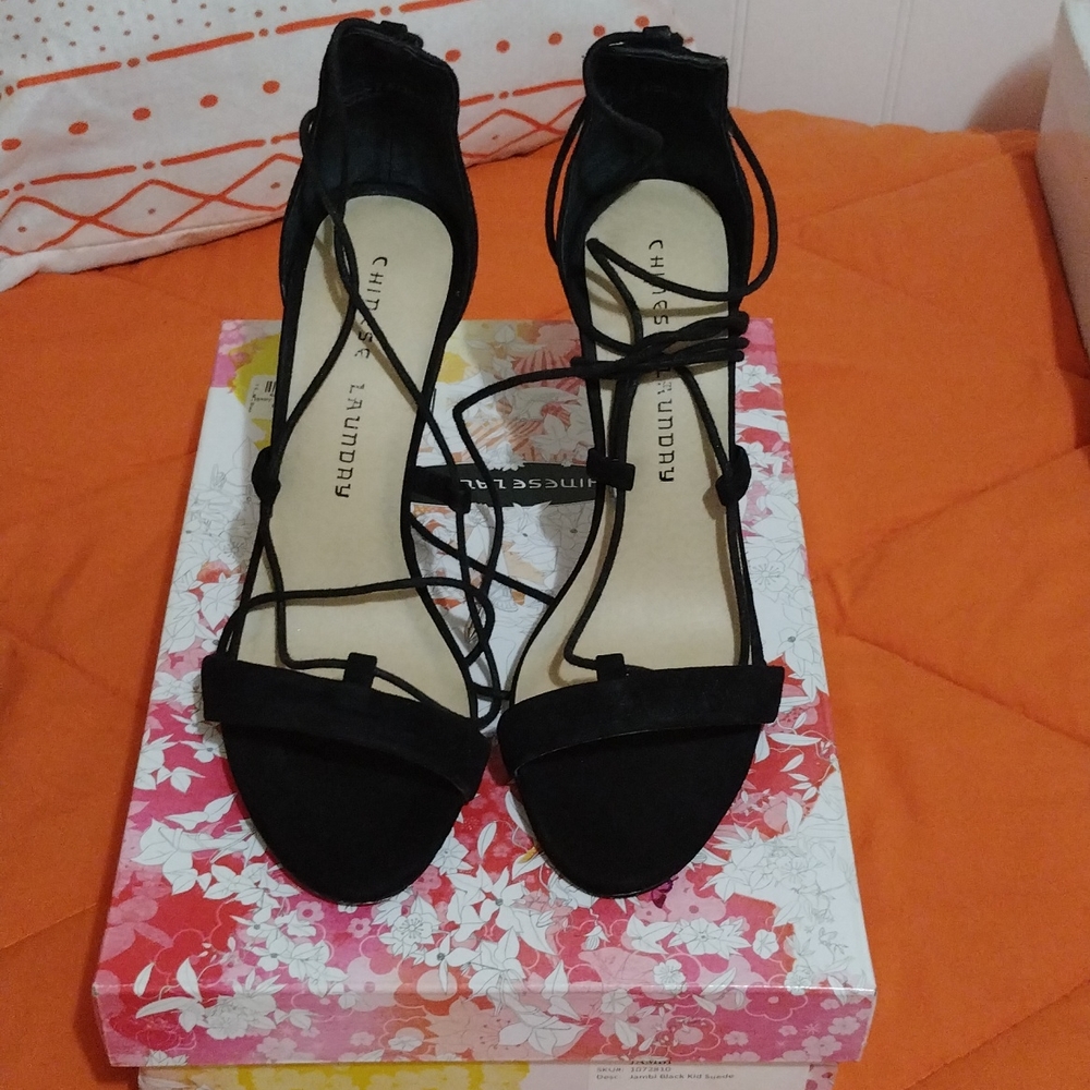 Black tie up Heel Sandal